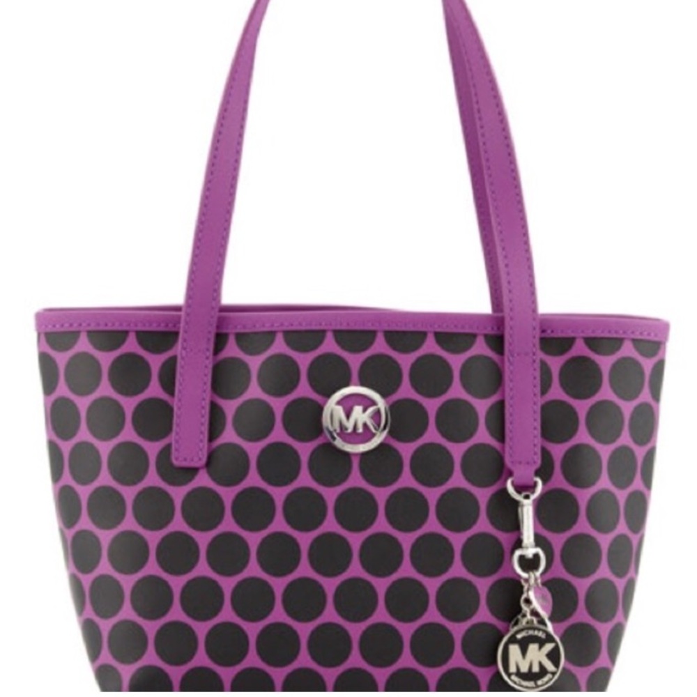 Michael Kors Kiki Tote Bag Pomegranate Black Polkadots